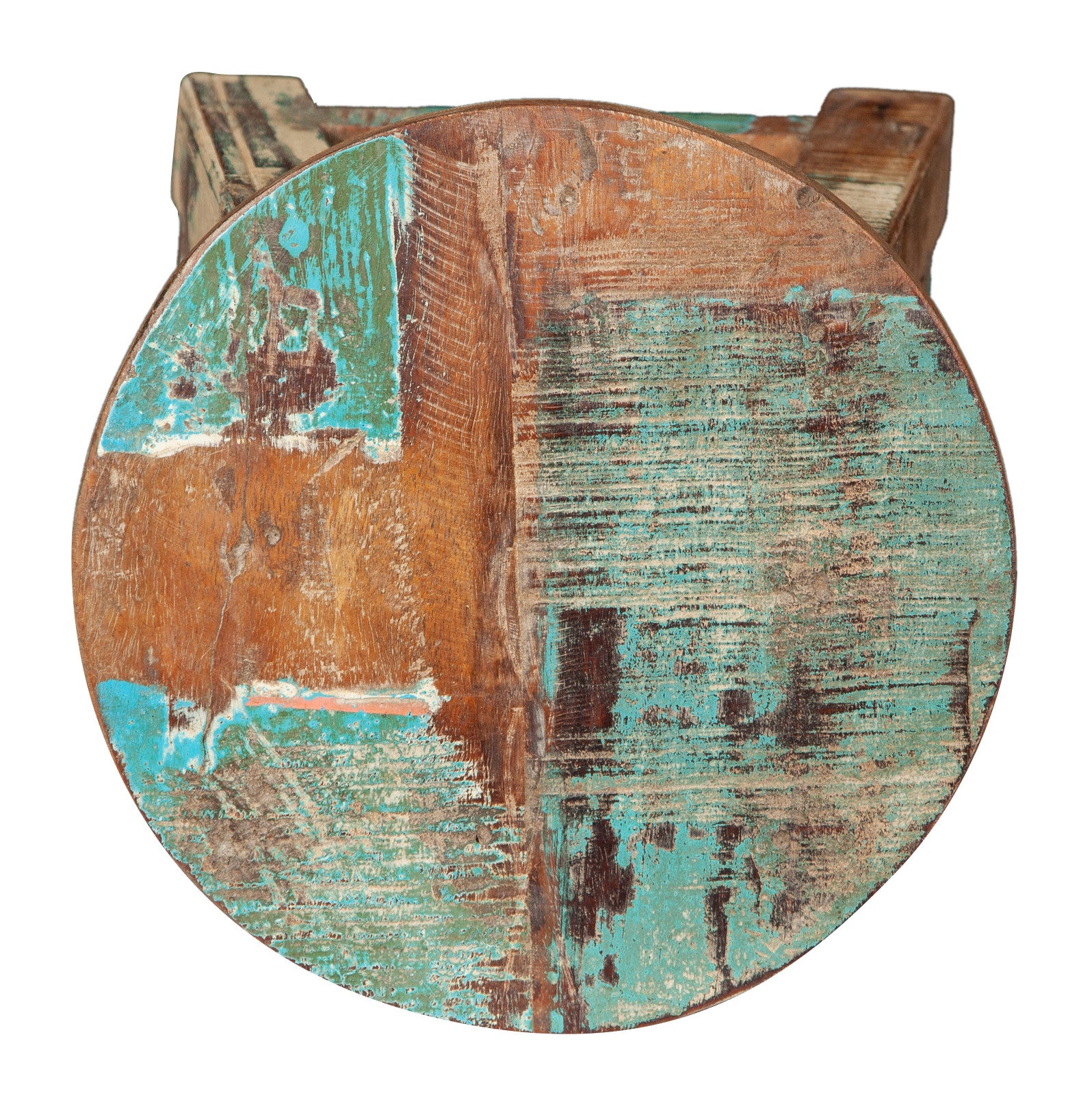 Biscottini Panchetto Rotondo In Legno Vecchio Riciclato Di Teak Dimensioni Lunghezza-image