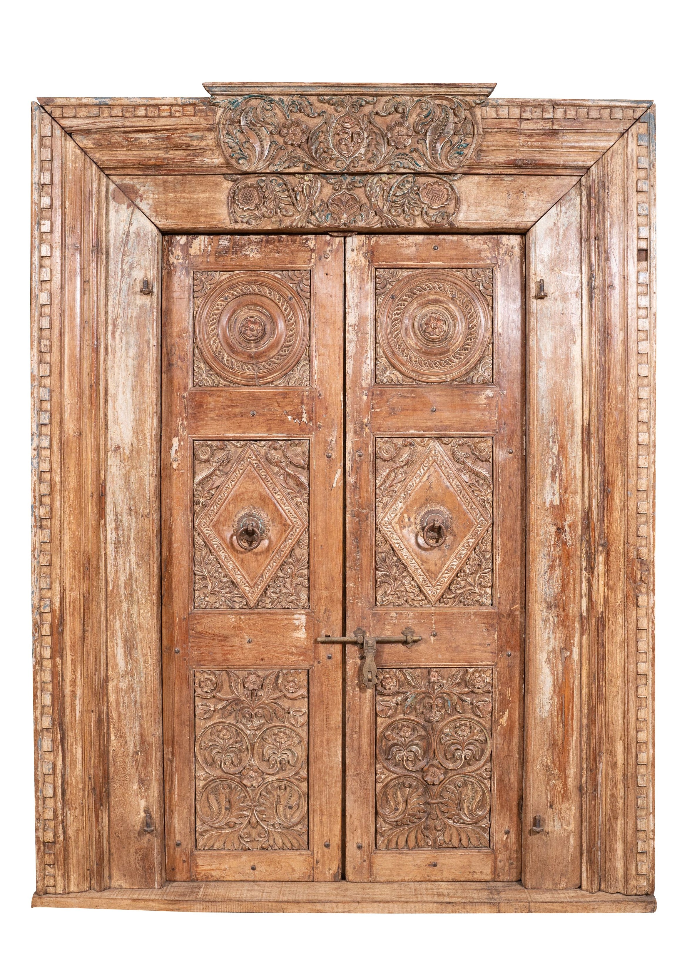 Biscottini Porta in legno massello e ferro da interno o da esterno vecchia e antica medievale con telaio scorrevole