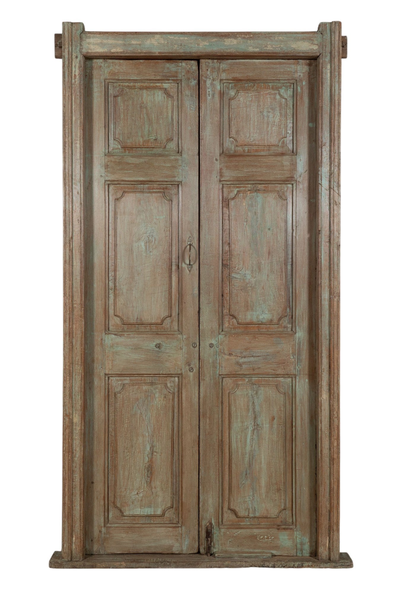 Biscottini Porta portone in legno massello e ferro da interno o da esterno vecchia e antica medievale con telaio