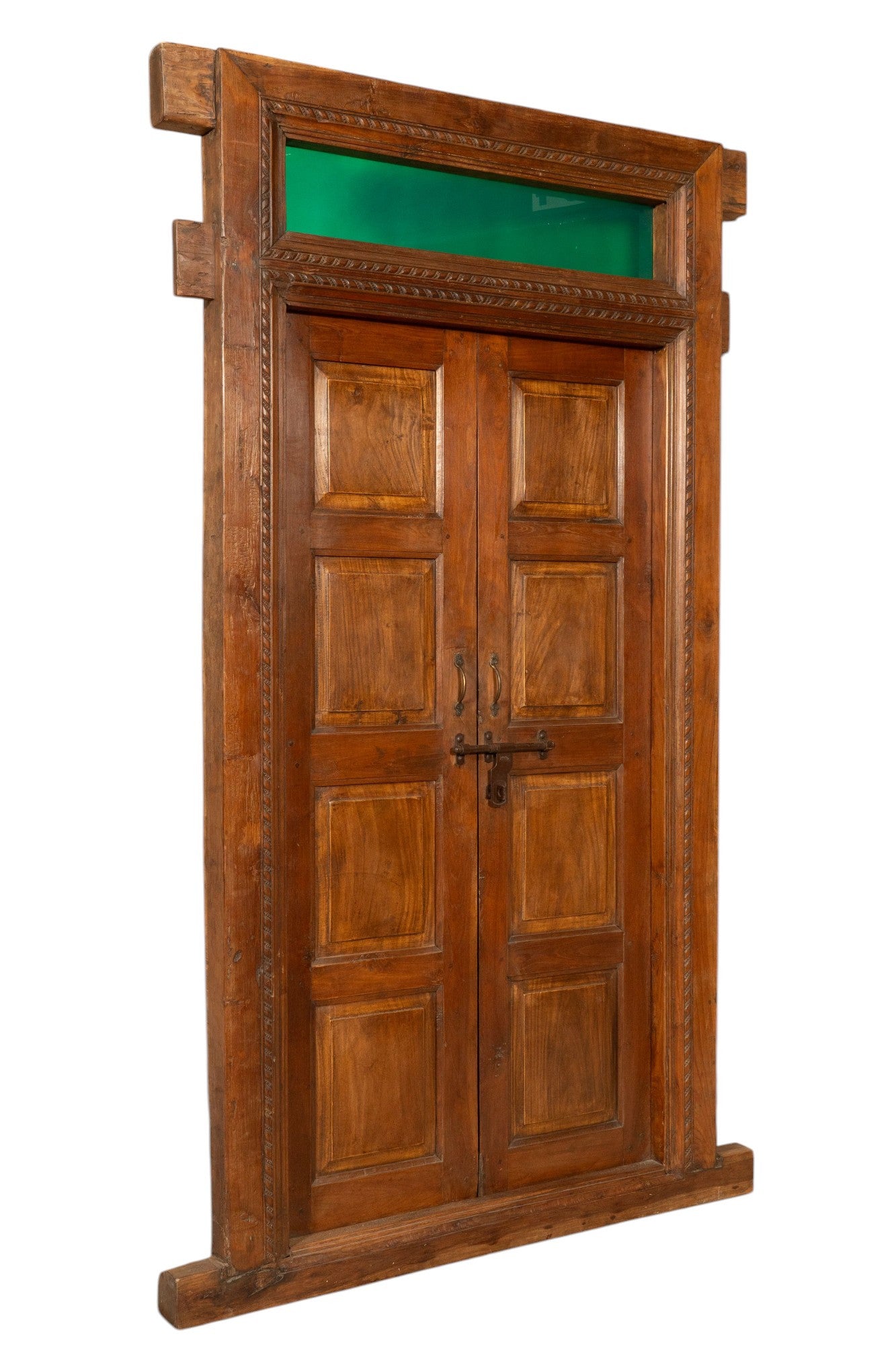 Biscottini Porta portone in legno massello e ferro da interno o da esterno vecchia e antica medievale scorrevole con telaio