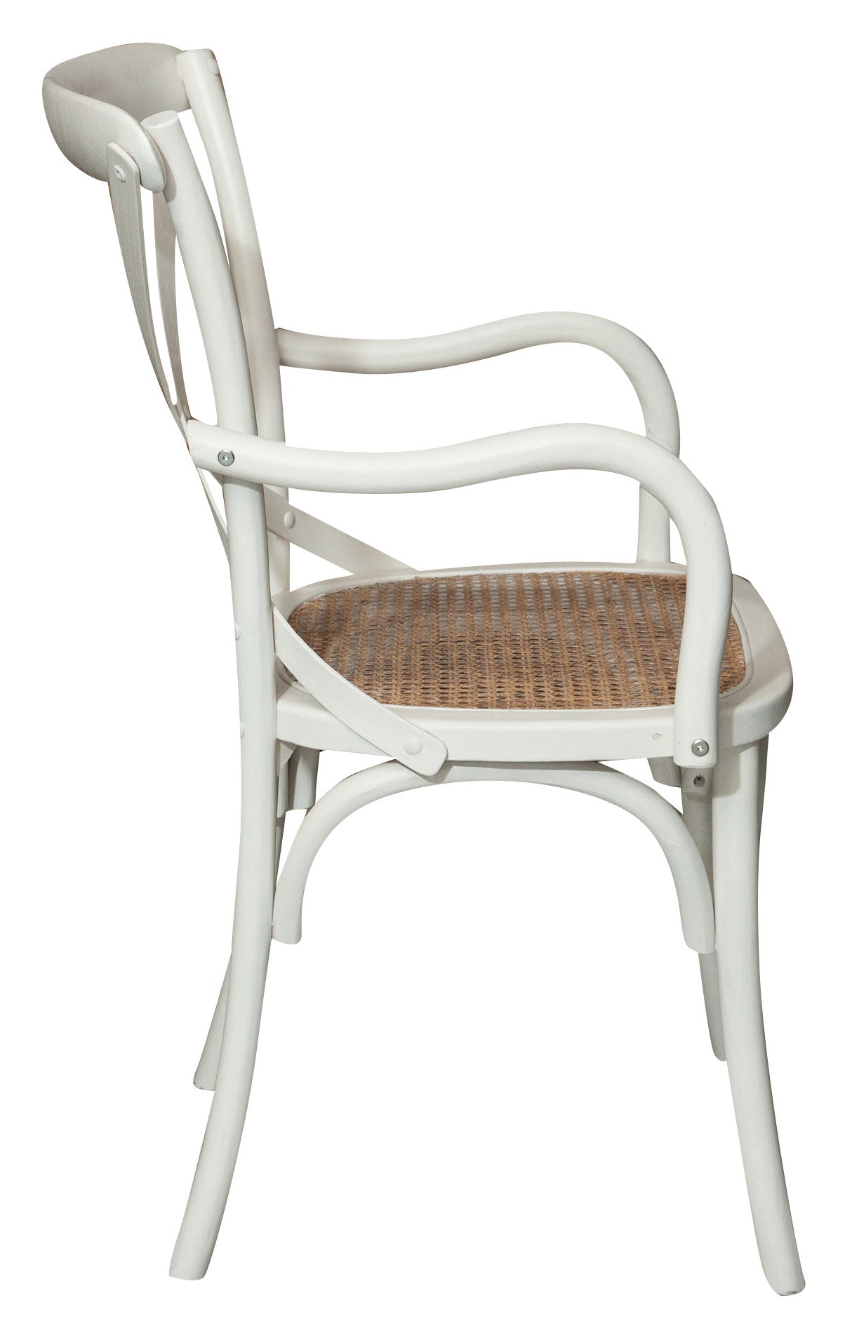 Biscottini Sedia Braccioli Thonet In Massello Di Frassino Bianca Anticata Seduta In Paglia Di Vienna L50Xpr43Xh89 Cm-image