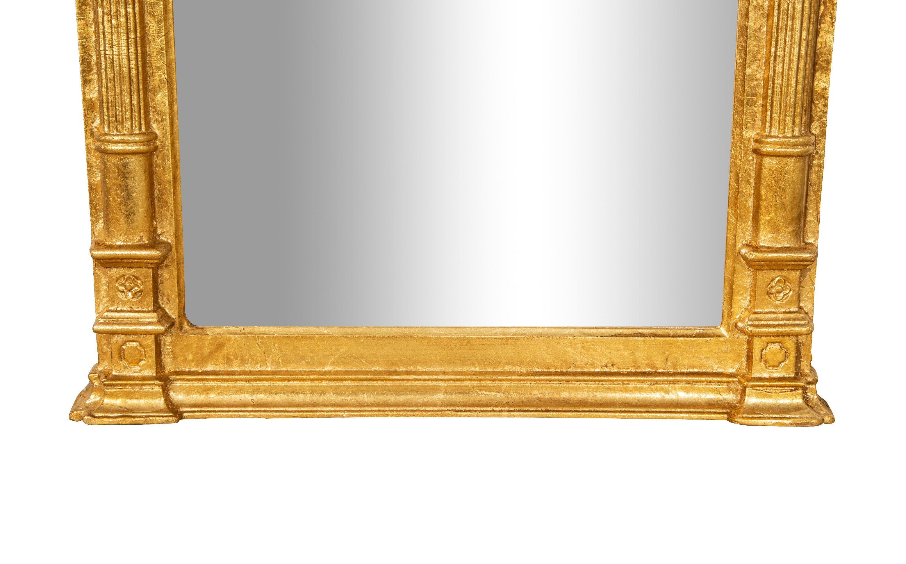 Biscottini Specchiera Da Parete In Legno Finitura Foglia Oro Anticato Made In Italy-image