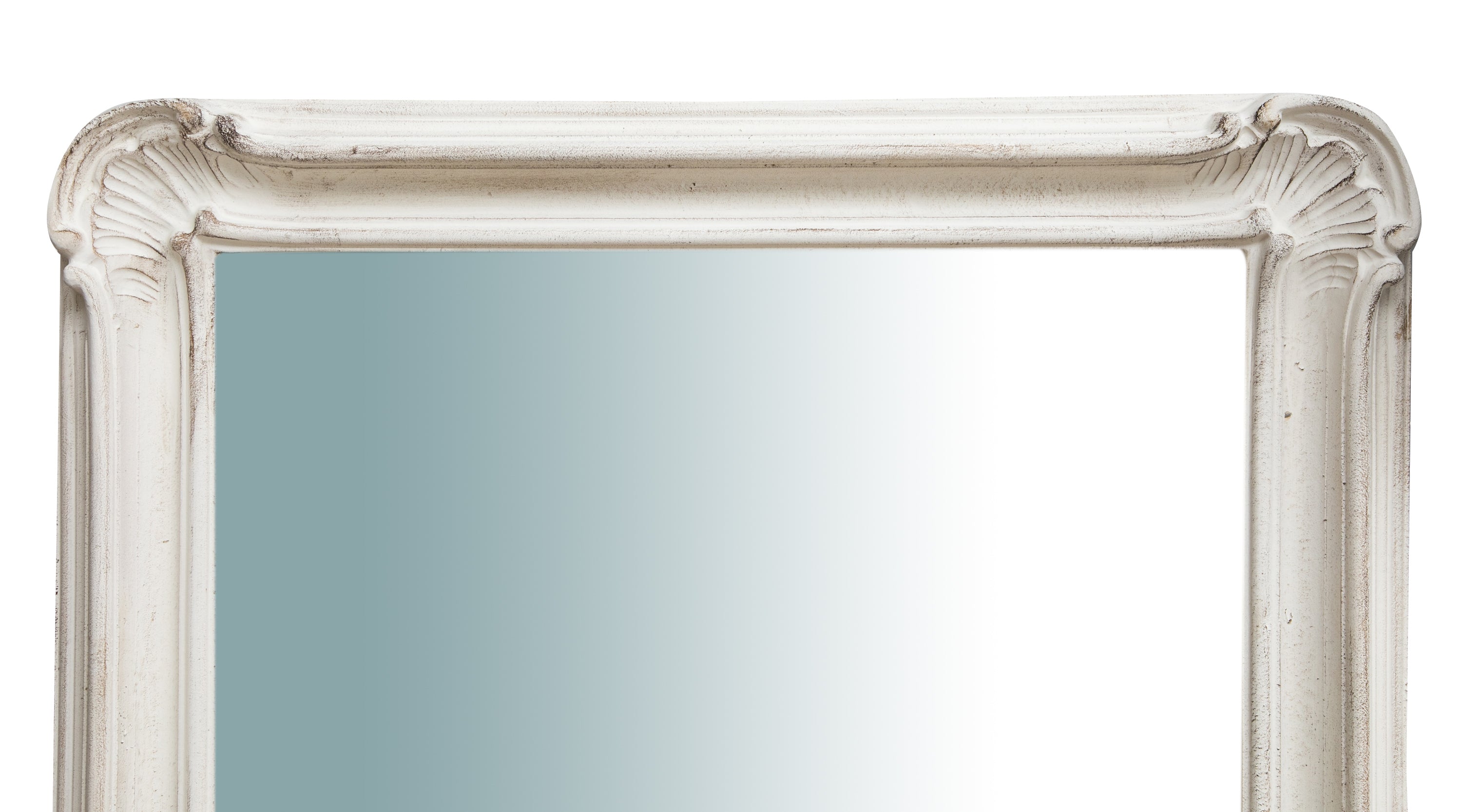 Biscottini Specchiera Da Parete Verticale/Orizzontale In Legno Finitura Bianco Anticato L64XPR5XH89 Cm Made In Italy-image