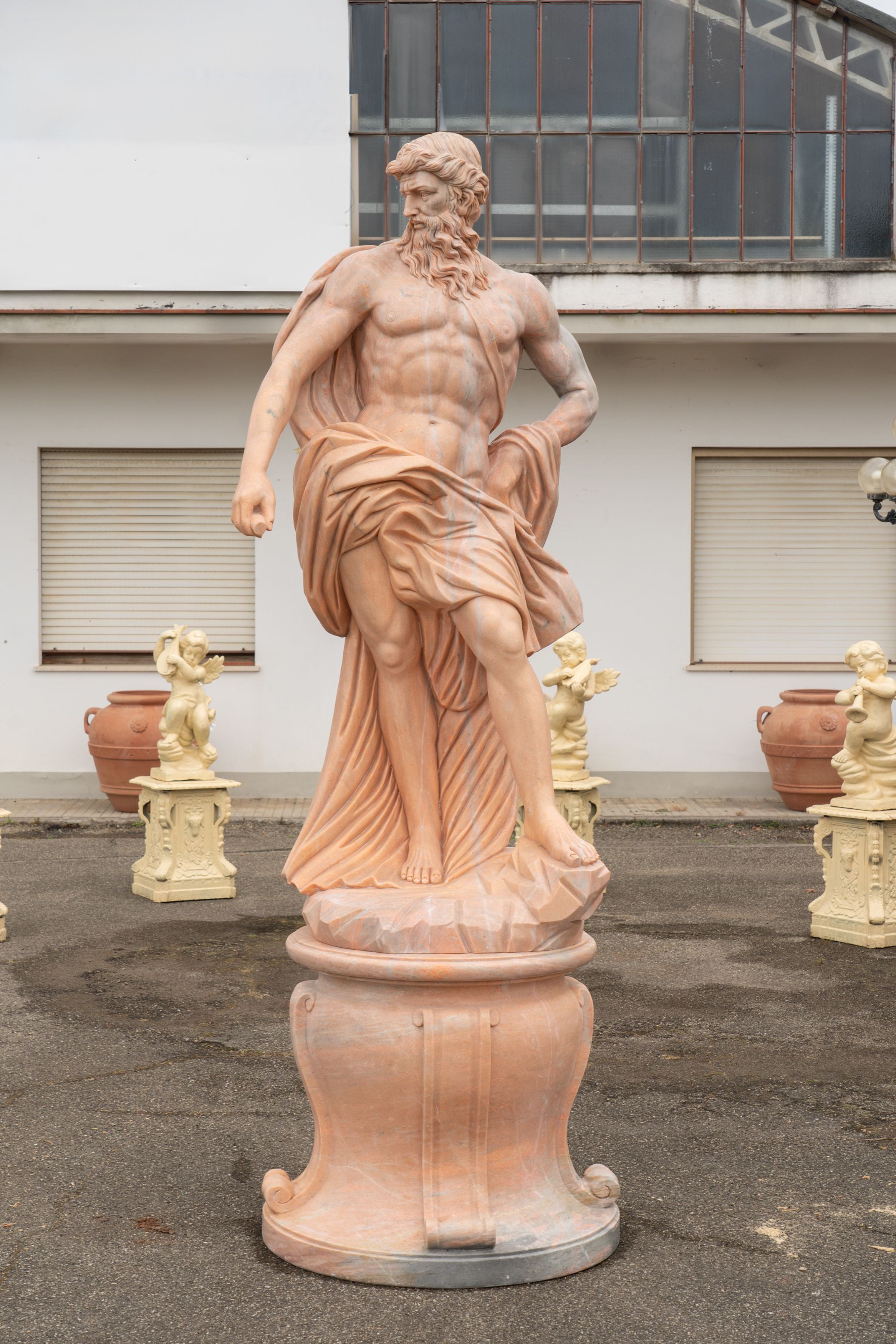 Biscottini Statua Nettuno con base in marmo L103xPR103xH275 cm realizzata dimensioni