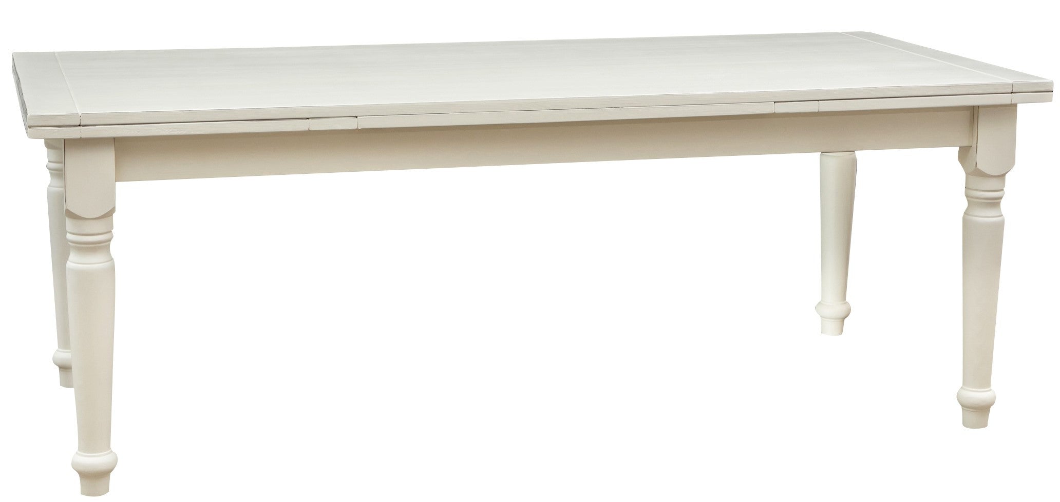 Biscottini Tavolo Country allungabile in legno massello di tiglio finitura bianca anticata L220xPR100xH80 cm. Made in Italy