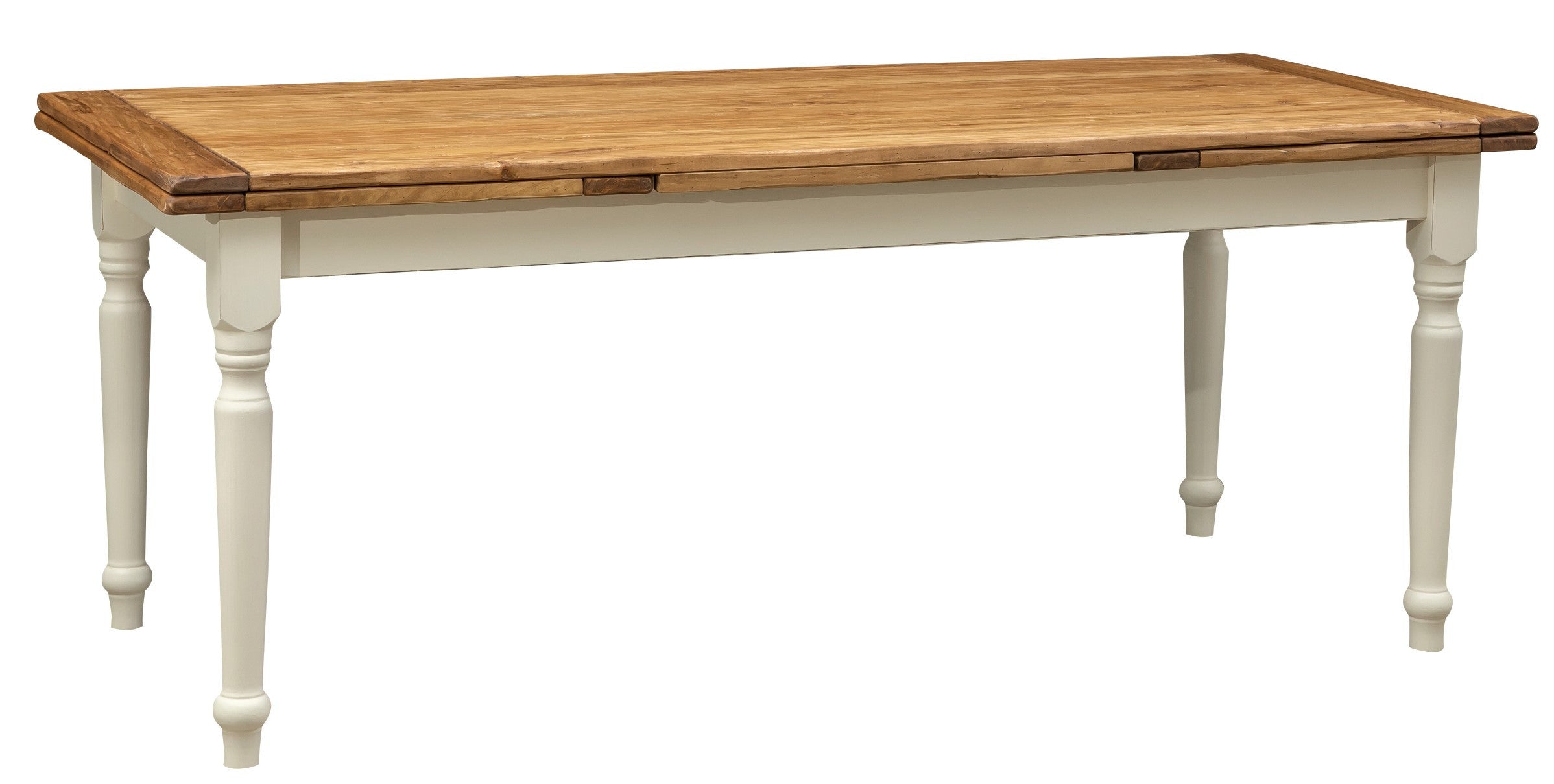 Biscottini Tavolo Country allungabile in legno massello di tiglio struttura bianca anticata piano naturale L200xPR90xH80 cm. Made in Italy