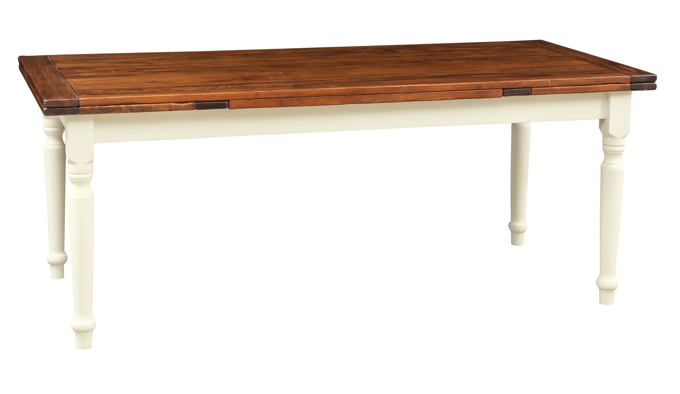 Biscottini Tavolo Country allungabile in legno massello di tiglio struttura bianca anticata piano noce L200xPR90xH80 cm. Made in Italy