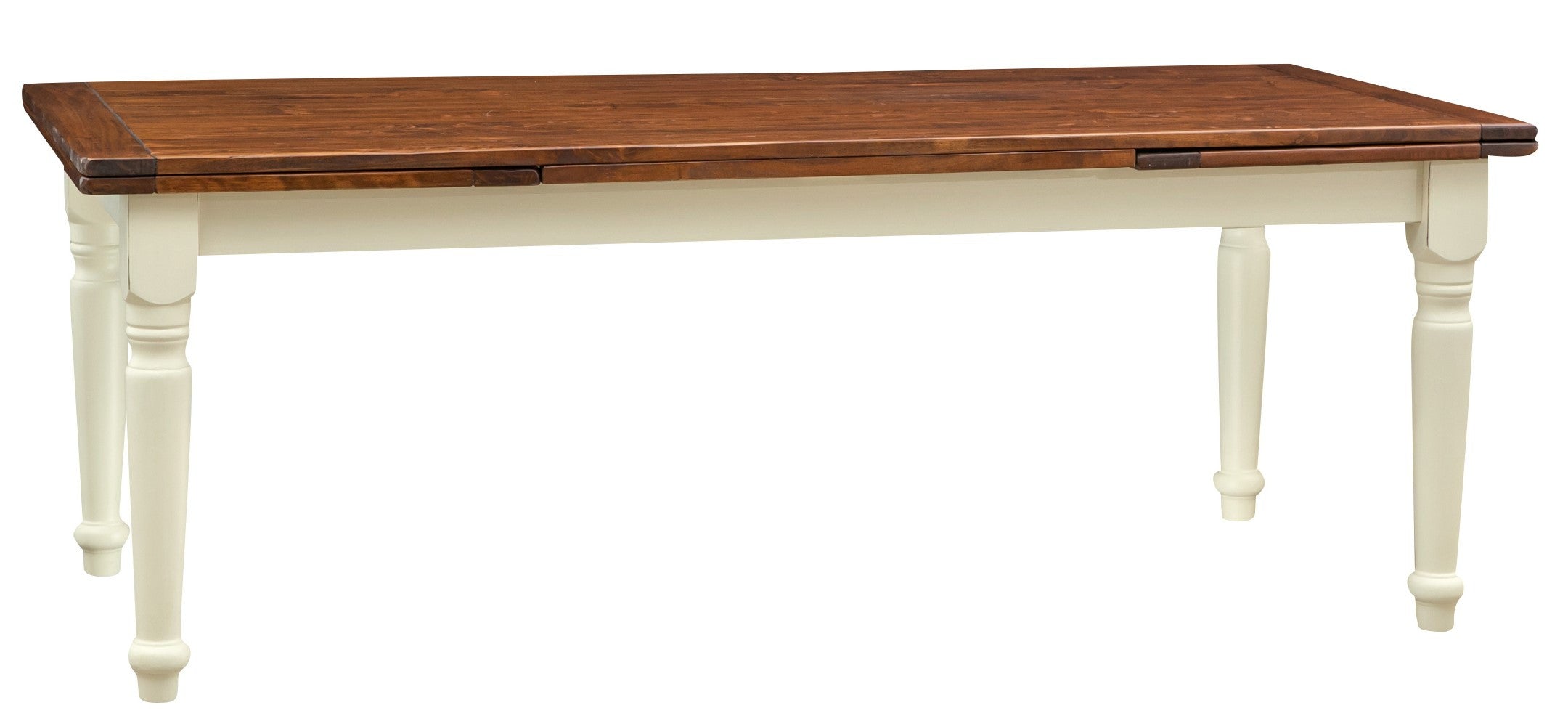 Biscottini Tavolo Country allungabile in legno massello di tiglio struttura bianca anticata piano noce L220xPR100xH80 cm. Made in Italy