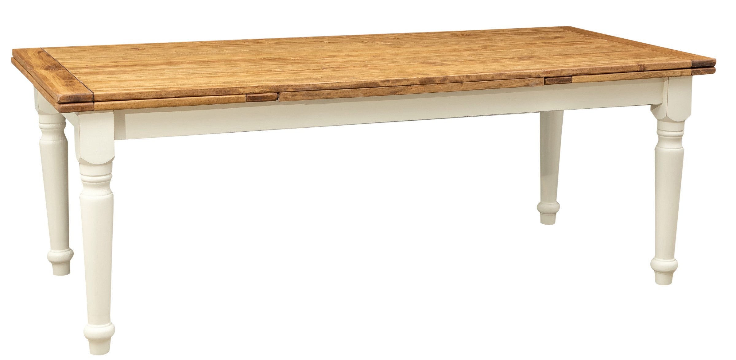 Biscottini Tavolo Country allungabile legno massello di tiglio struttura bianca anticata piano naturale L220xPR100xH80 cm. Made in Italy