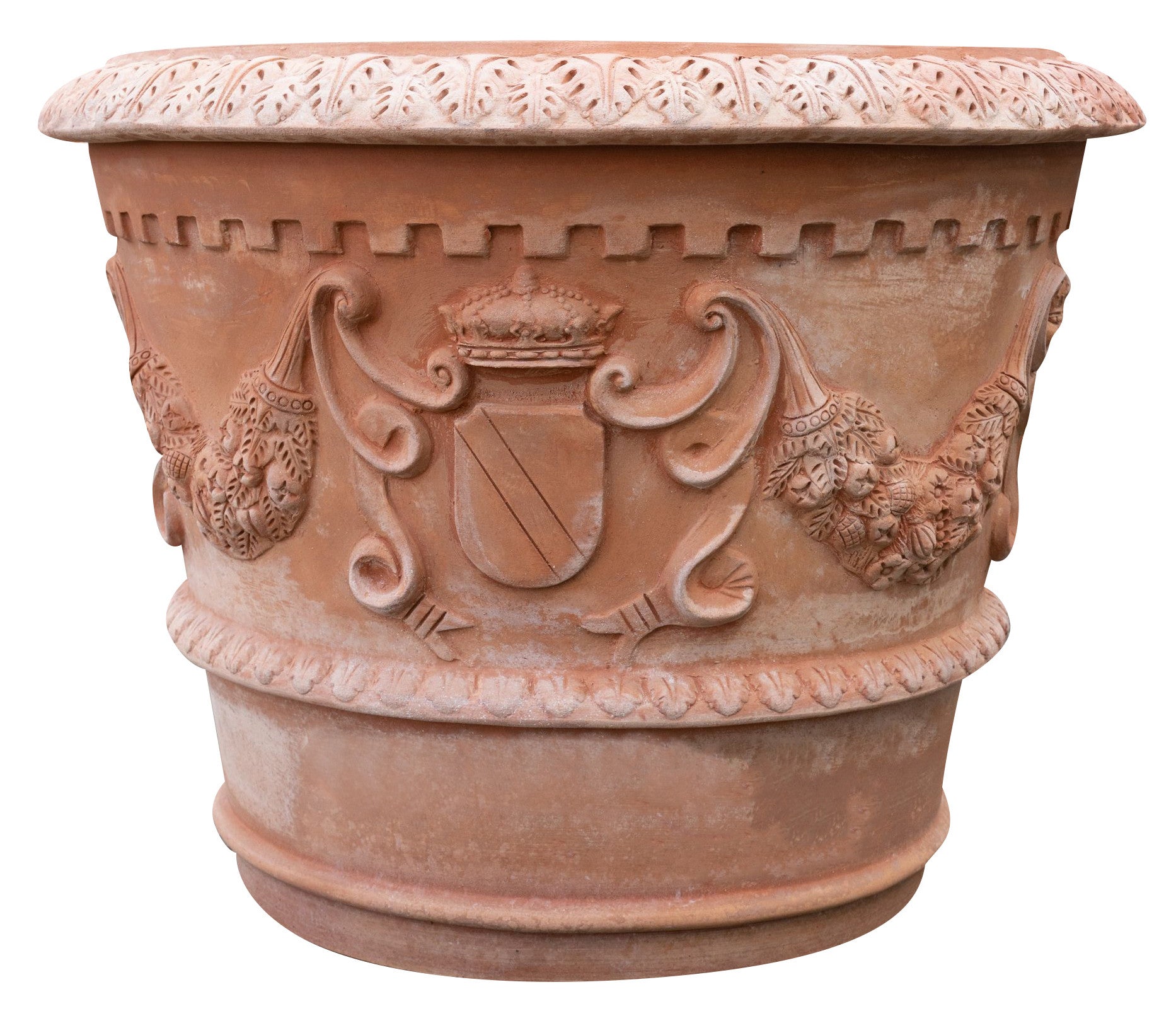 Biscottini Vaso Toscano invecchiato in terracotta toscana 100% Made in Italy interamente Lavorata a Mano L96xPR96xH74 cm