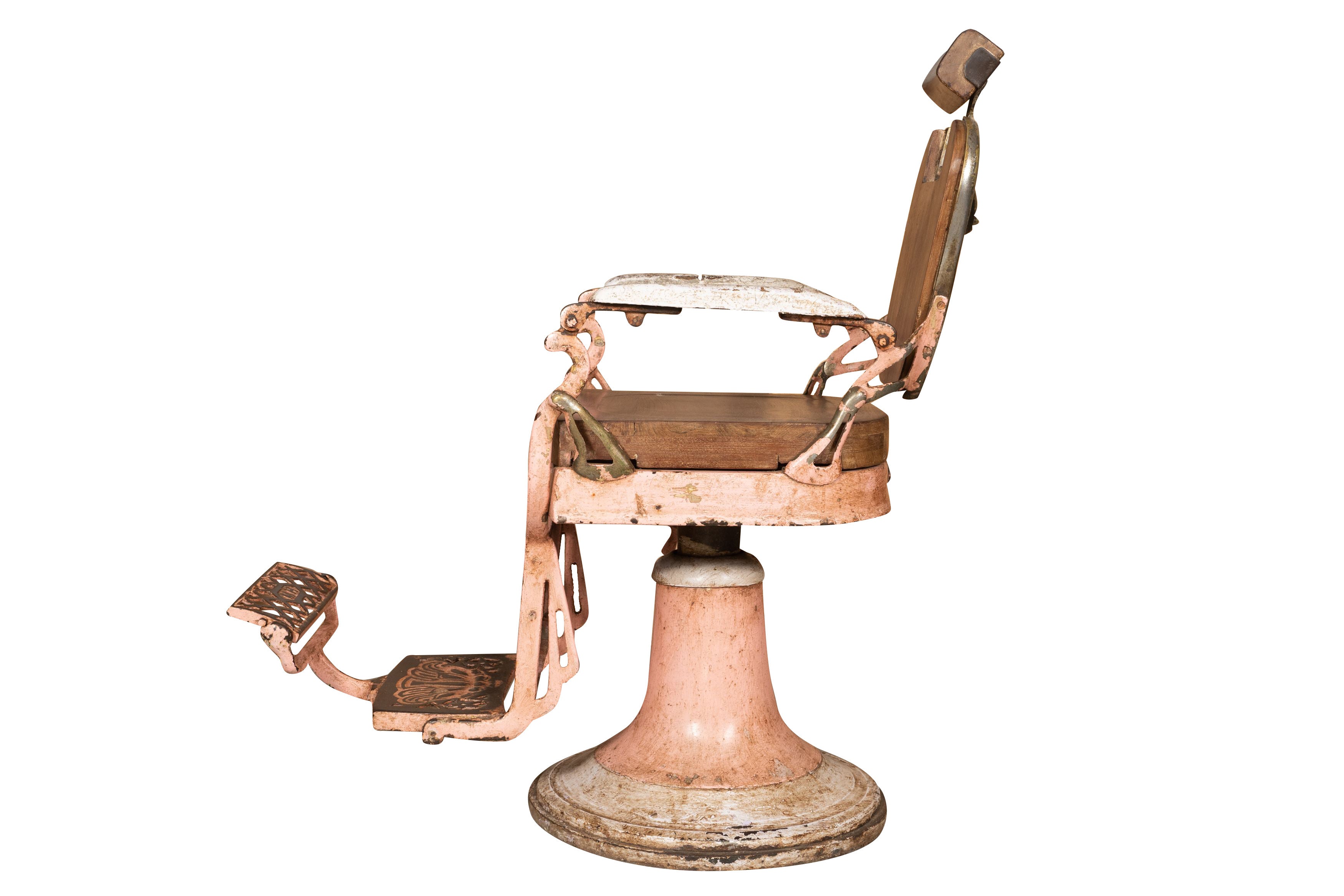 Biscottini Vecchia Sedia Poltrona Da Barbieri Restaurata Antica Seduta Dimensioni Offerta-image