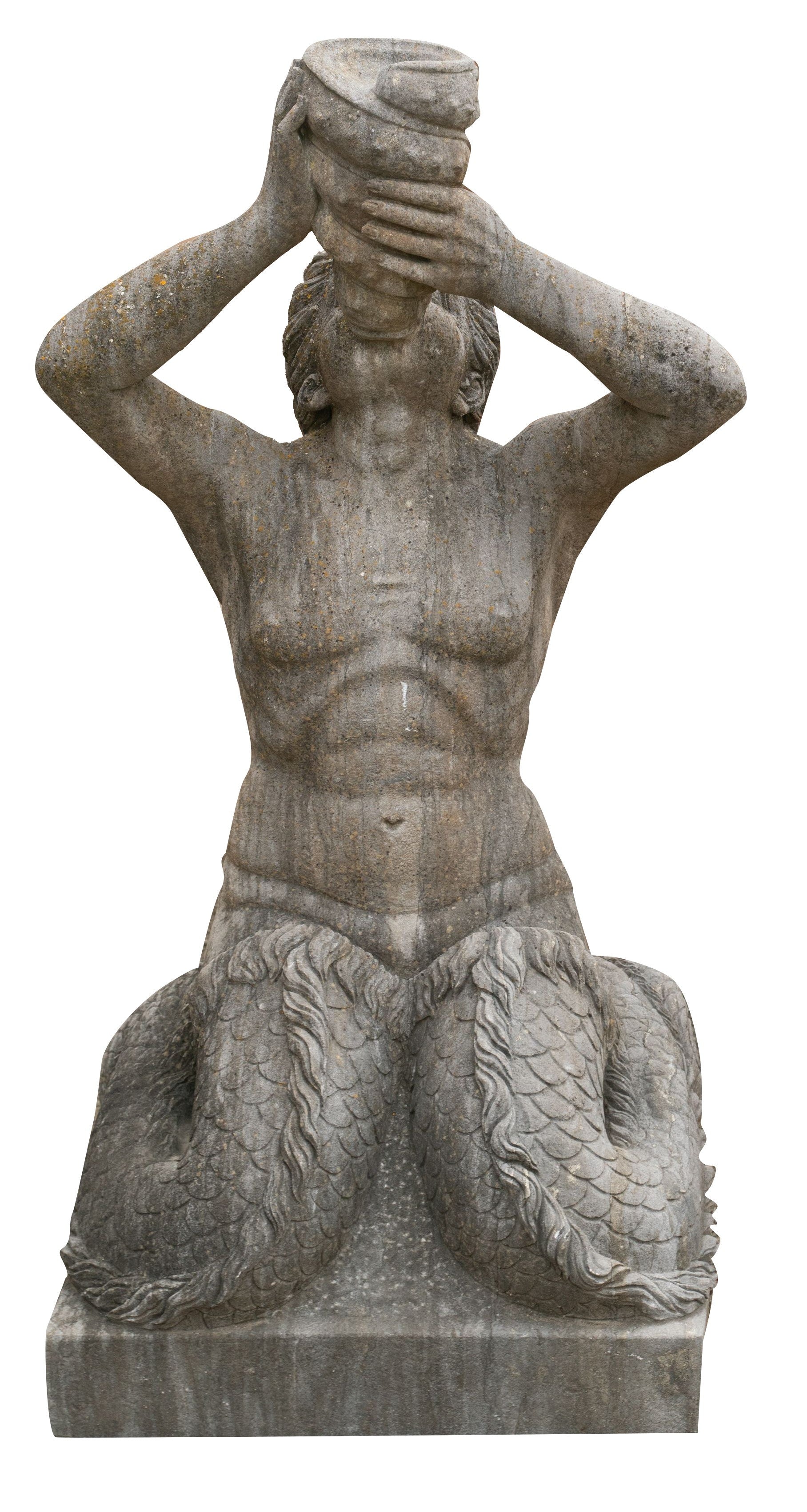 Biscottini Vecchia statua in pietra raffigurante un uomo inginocchiato Molto solida robusta