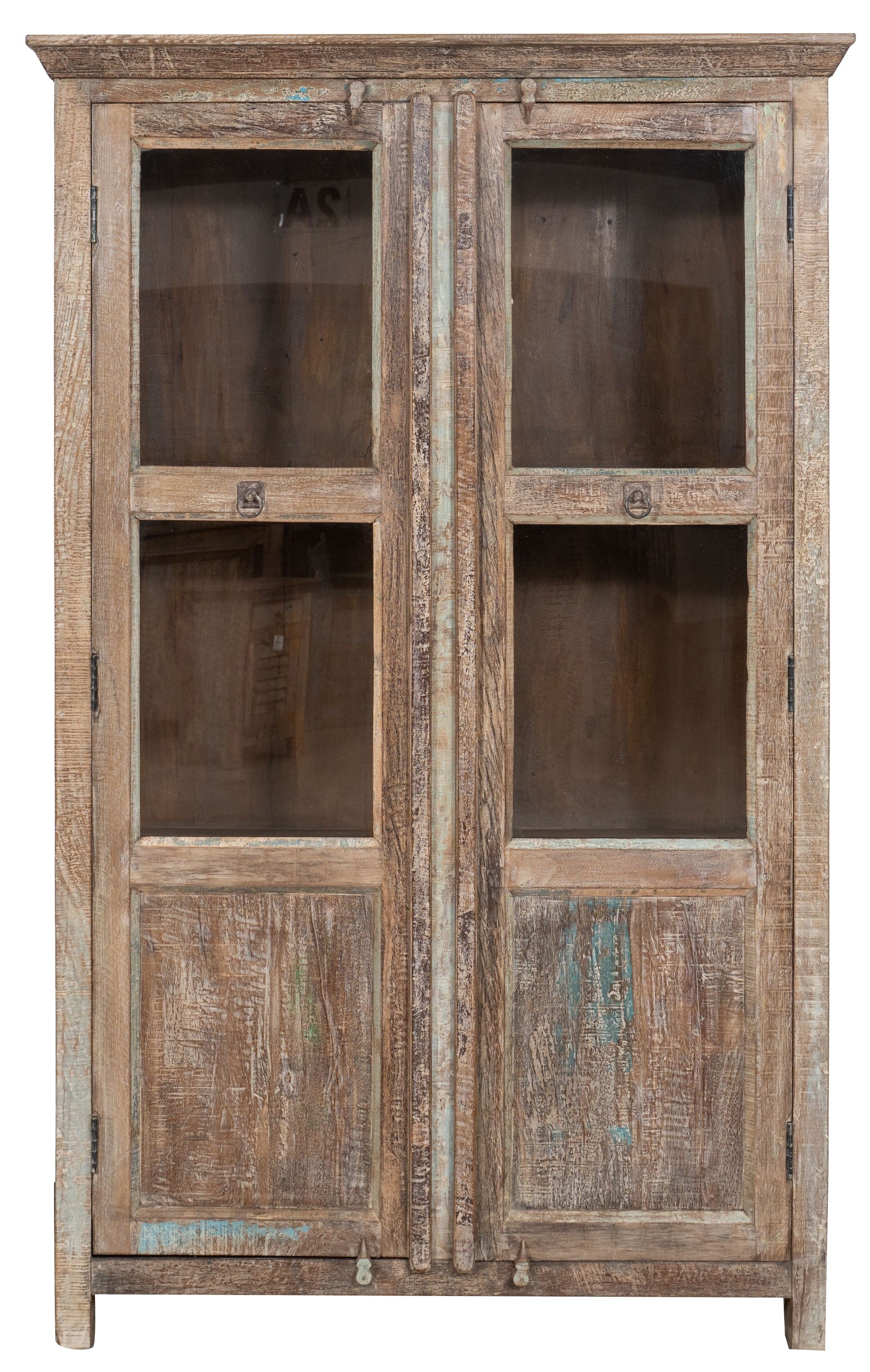 Biscottini Vetrina in legno massiccio riciclato finitura anticata realizzata massello