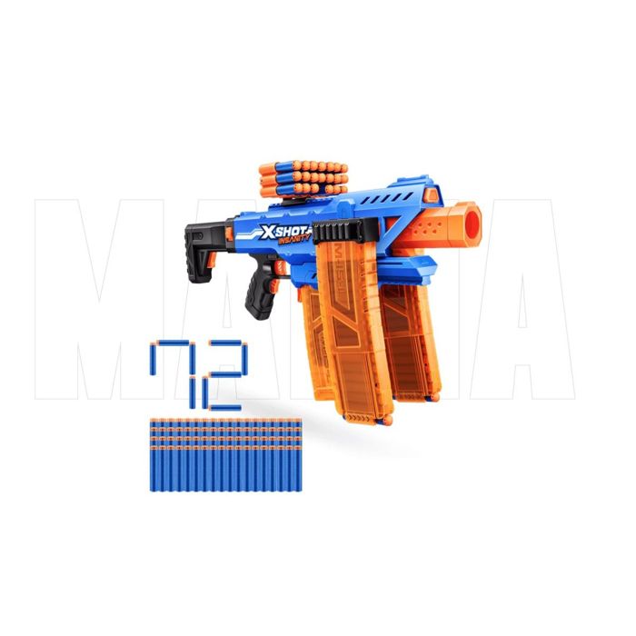 Image of Blaster motorizzato - ZURU - X-SHOT Clip Blaster - 4 caricatori - Gittata 27 m - Estensioni incluse