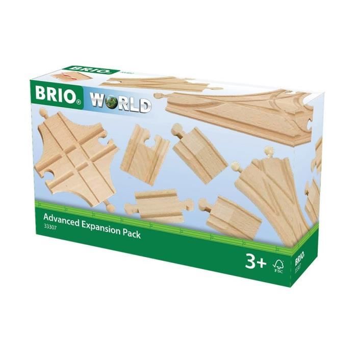 Image of BRIO World - 33307 - Set 11 Binari Evolution Avance - Accessorio per Circuito del Trenino in Legno - Assortimento di Binari - a partire da 3 anni