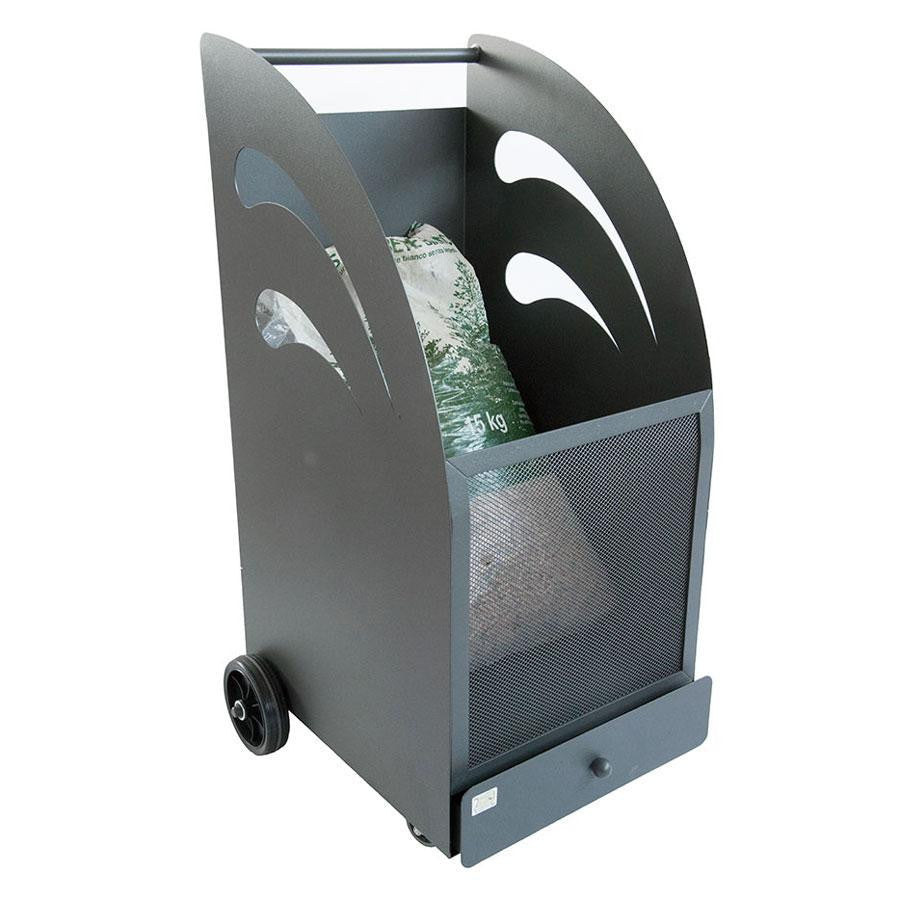 Image of CARRELLO PORTAPELLET PELLET IN FERRO BATTUTO CARRELLI PORTA PELLETS 45X42X80H