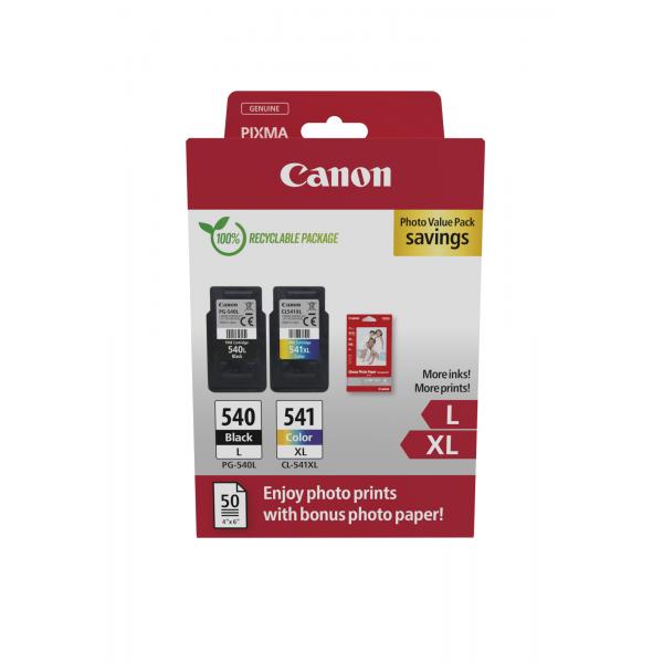 Cartuccia originale Canon PG-540L CL-541XL - Confezione Multipack - Nero + Colore - con Carta Foto 50ff