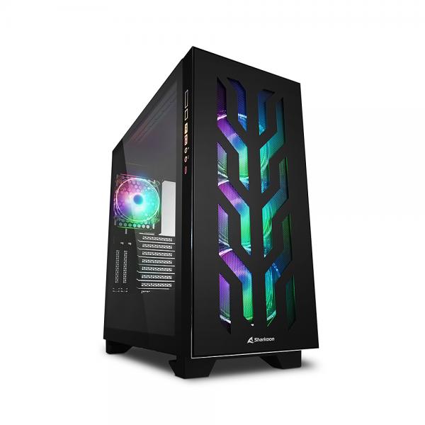 Image of Case Sharkoon CA300T RGB nero - Atx, E-Atx - Alimentatore NON presente - 2 porte USB frontali, audio in/out - 3x Ventole 120mm. Rgb - Mid Tower ATX