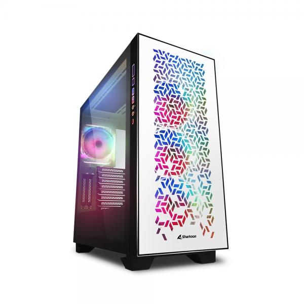 Image of Case Sharkoon ELITE SHARK CA300H - Atx, Micro Atx - Alimentatore NON presente - 2 porte USB frontali, audio in/out - 3x Ventole 120mm. RGB - Mid Tower ATX - Bianco