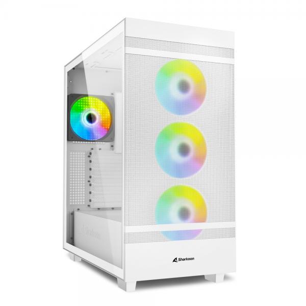 Image of Case Sharkoon Rebel C50 RGB bianco - Atx, Micro Atx - Alimentatore NON presente - 2 porte USB frontali, audio in/out - 3x Ventole 120mm. - Mid Tower ATX
