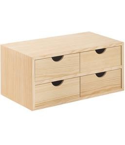 CASSETTIERA 4 CASSETTI MINI IN PINO NATURALE CM. 40X20X18,5H PEZZI 2