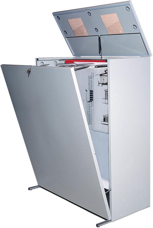 Cassettiera portadisegni a sospensione verticale con anti ribaltamento cm. 105x53x144h chiuso
