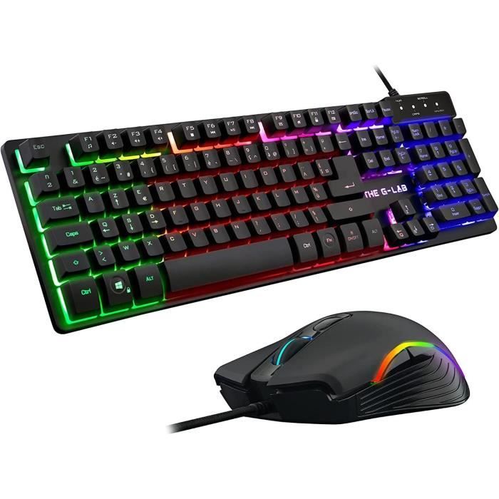 Image of Combo KRYPTON - THE G-LAB - Pacchetto tastiera e mouse da gioco retrò cablati - Illuminazione RGB