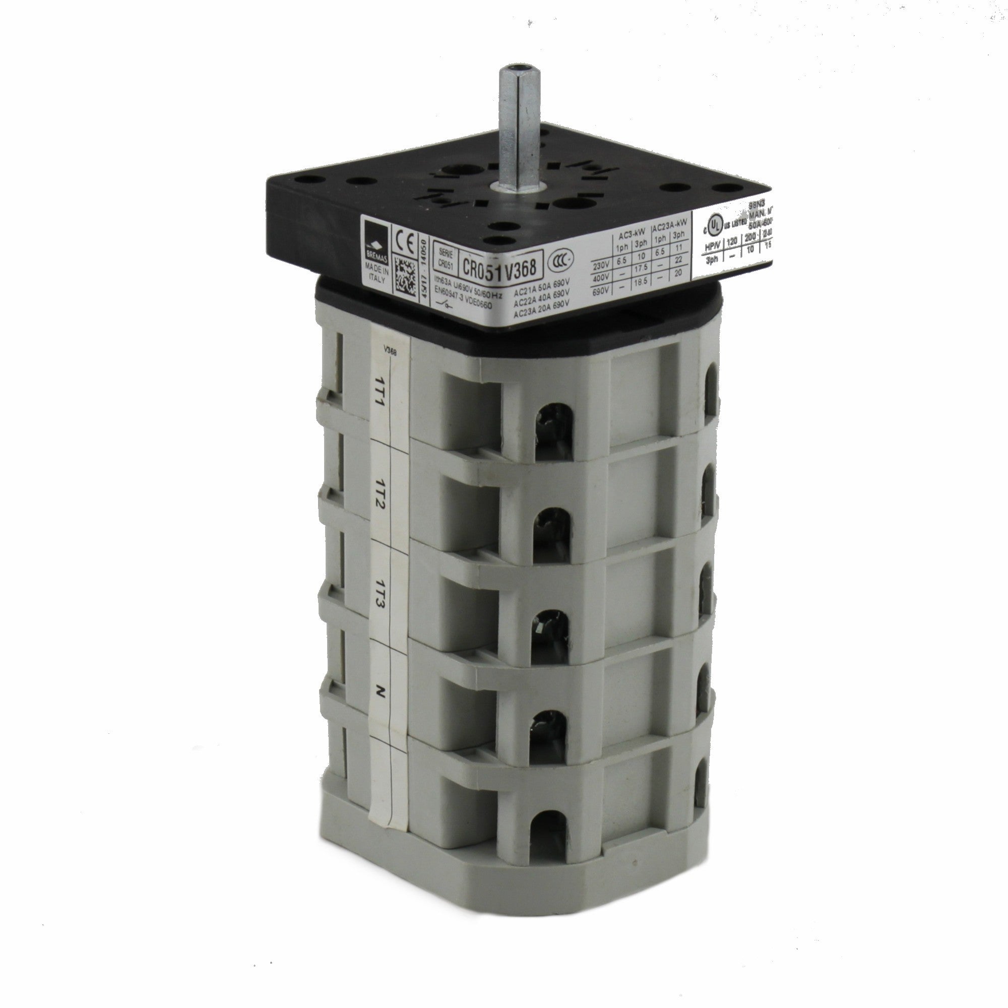 Commutatore 1-0-2 600V/63A 4 poli + aux Aleyay