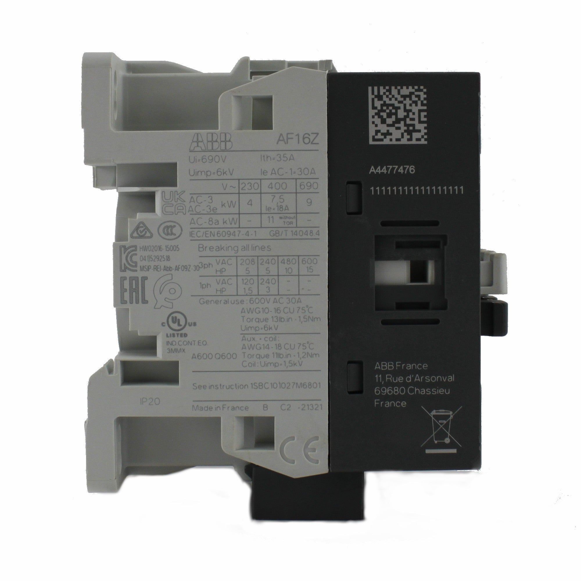 Image of Contattore 3p 9A 24-60V DC per plc Abb