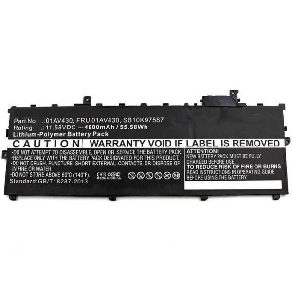 CoreParts 01AV494-CP ricambio per laptop Batteria (Laptop Battery, 55Wh Li-Pol - 11.58V 4800mAh, Black, - 01AV494 for Lenovo ThinkPad X1 Carbon 2017 -