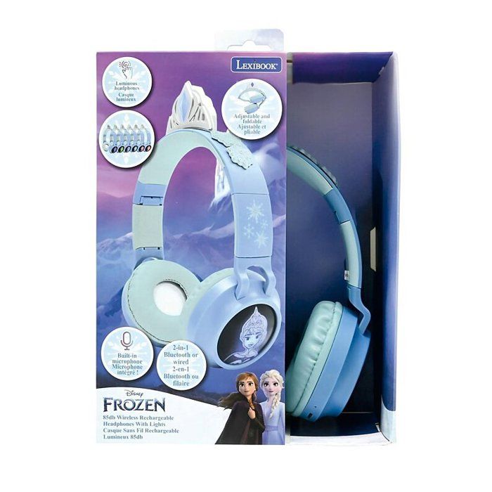 Image of Cuffie Bluetooth pieghevoli e luminose con cavo con il design di una tiara dell'universo di Frozen con limitazione di
