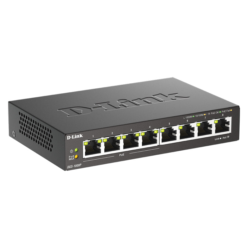 D-LINK DGS-1008P - DESKTOP SWITCH 8 PORTE GIGABIT POE