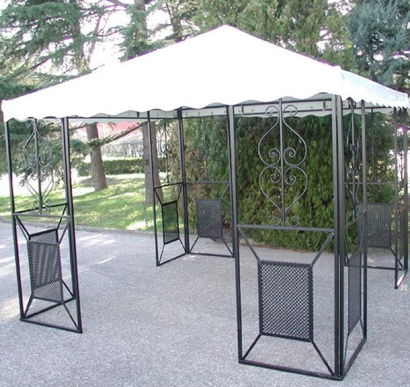 Image of GAZEBO IN FERRO BATTUTO FRIENDLY MT.3X4 ARrossoO GIARDINO ARrossoAMENTO ESTERNO