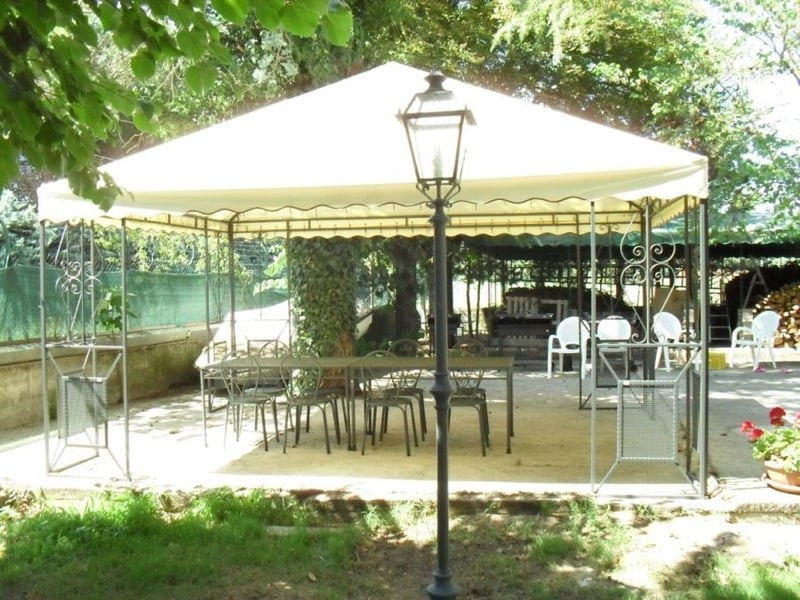 Image of GAZEBO IN FERRO BATTUTO FRIENDLY MT.5X4 ARrossoO GIARDINO ARrossoAMENTO ESTERNO