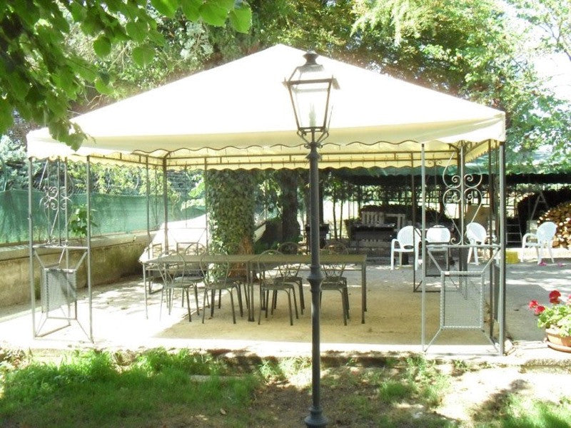 Image of GAZEBO IN FERRO BATTUTO FRIENDLY MT.5X5 ARrossoO GIARDINO ARrossoAMENTO ESTERNO