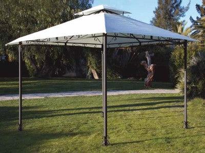 Image of GAZEBO IN METALLO CON TELO BEIGE FALESIA MT. 3X3 GAZEBI ARrossoO GIARDINO ESTERNO