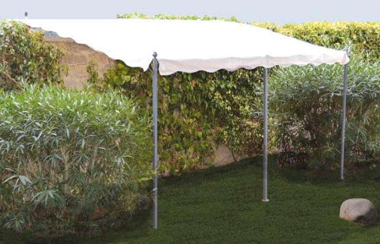 Image of GAZEBO IN METALLO DA APPOGGIO A PARETE MINORCA MT. 3X4 GAZEBI ARrossoO GIARDINO