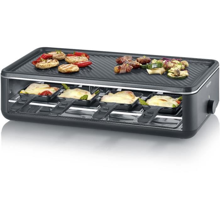 Image of Griglia per raclette - SEVERIN - RG2365 - 8 persone - Piastra di cottura in ceramica 48 x 24 cm - Griglia per raclette 1300 W - Nero