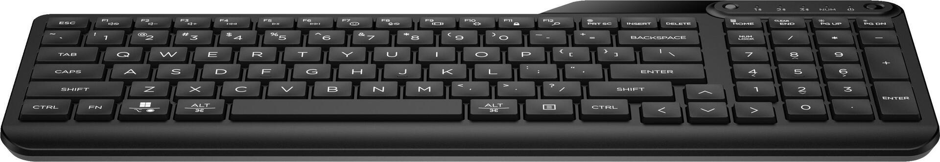 HP 460 - Tastatur - Multi-Device, schnelle Kopplung, kompakt mit Ziffernblock, 2-Zonen-Layout - kabellos - Bluetooth 5,3 - Deutsch - tiefschwarz (7N7B