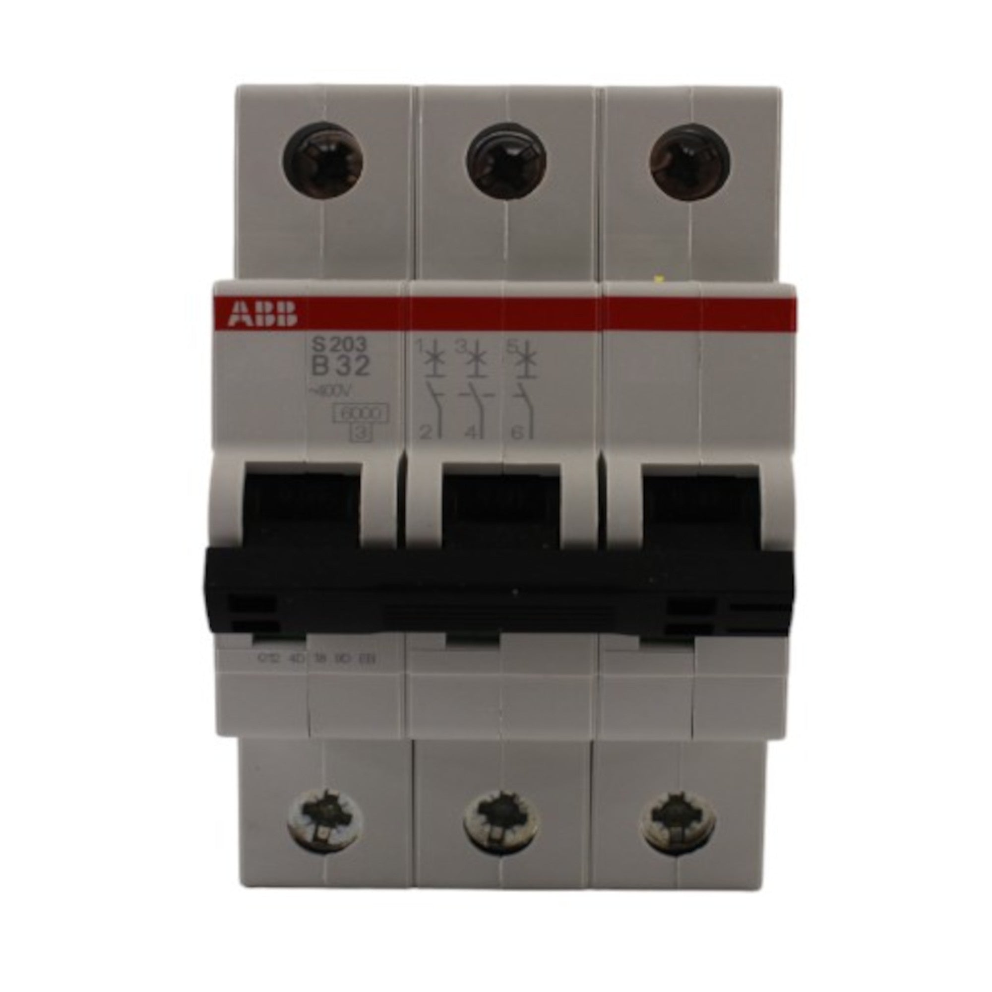 Interruttore magnetotermico 3 poli 3 moduli 32A curva B 6kA ABB