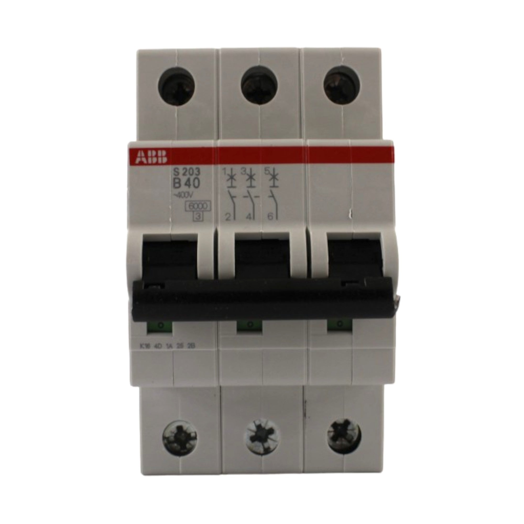 Interruttore magnetotermico 3 poli 3 moduli 6kA curva B 40A ABB