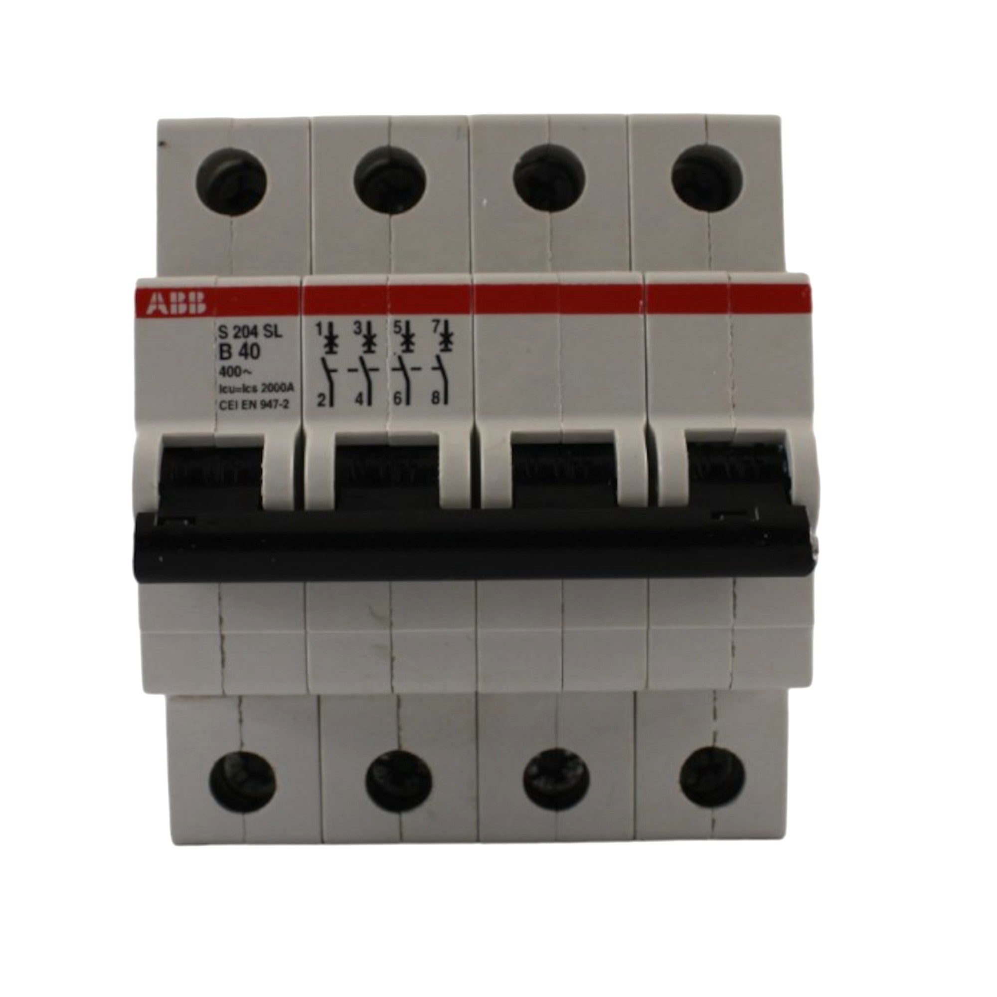 Interruttore magnetotermico 4 poli 4 moduli 6kA curva B 40A ABB