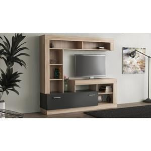 KIT PARETE ATTREZZATA LIVING LEA CM. 170X170X42 NATURALE WOOD ANTRACITE