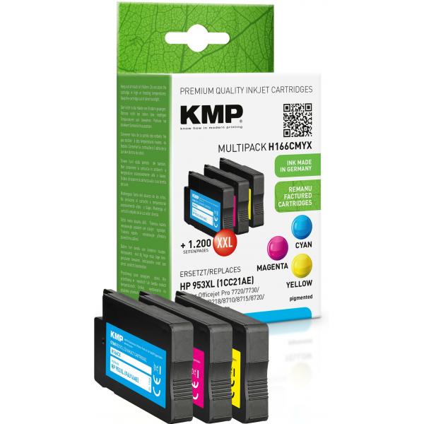 KMP 1748,4050 cartuccia d'inchiostro Compatibile Resa elevata [XL] Ciano, Magenta, Giallo (KMP MULTIPACK H166CMYX - 3 pakker - H?)