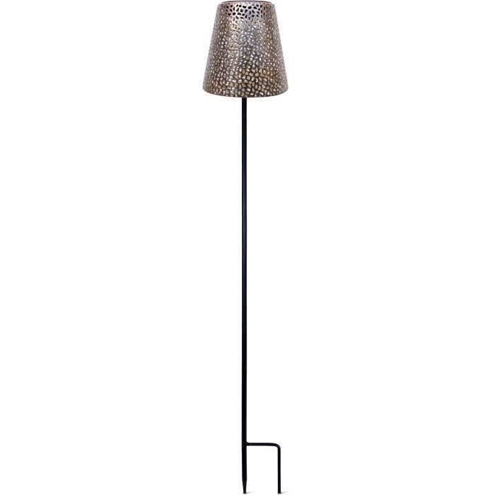 Image of Lampada solare - GARDEN ID oro - 12 h70 cm - Autonomia 6-8 ore - Piede stabilizzatore - Tasto on/off - Senza cablaggio - Batteria AAA.