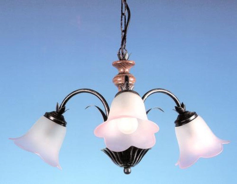 Image of LAMPADARIO FASCINO A 3 LUCI FERRO BATTUTO LANTERNA APPLIQUE LAMPIONE LAMPADE