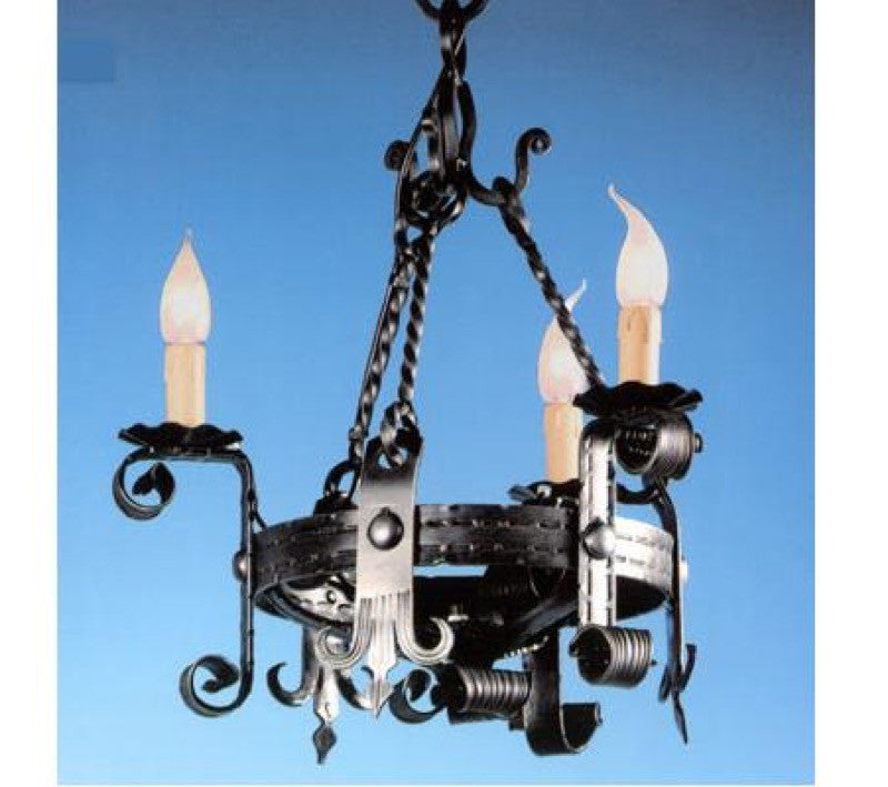 Image of LAMPADARIO FORGIA 3 LUCI IN FERRO BATTUTO LAMPADE LAMPIONE APPLIQUE LANTERNA