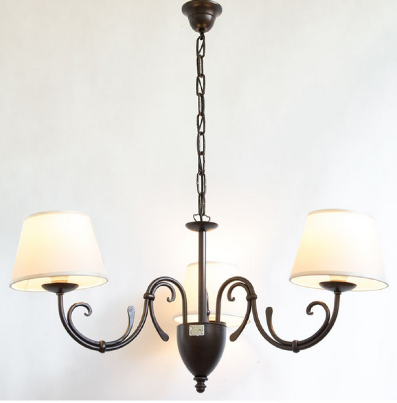 Image of LAMPADARIO LOIRA 3 LUCI FERRO BATTUTO CRUCCOLINI LAMPIONE LAMPADE LANTERNE
