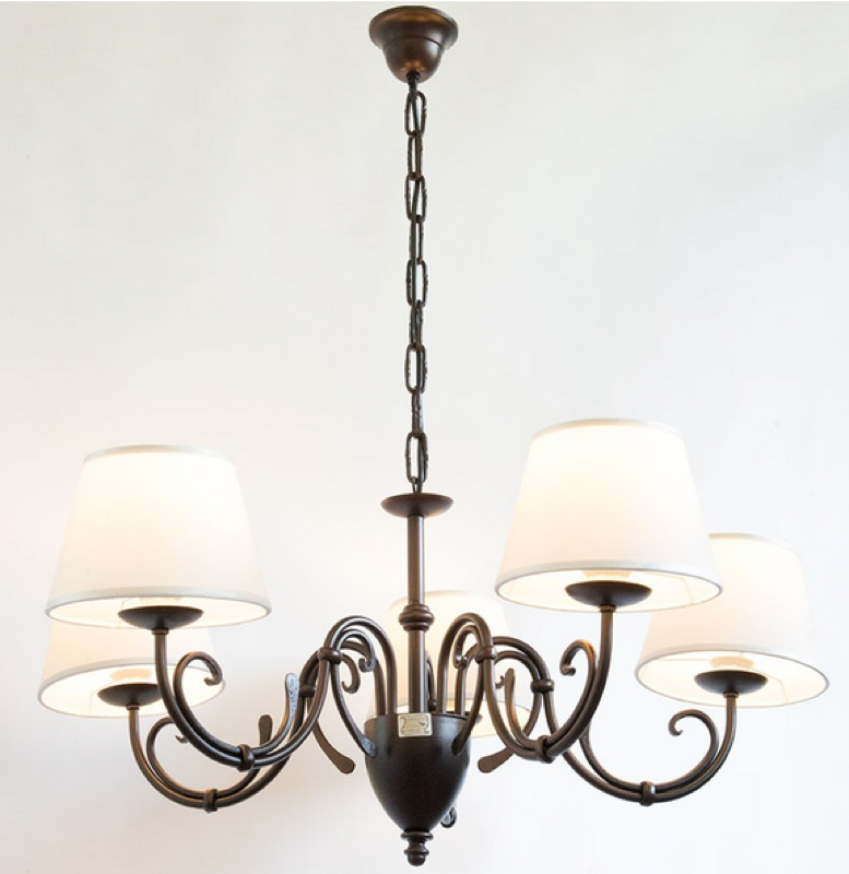 Image of LAMPADARIO LOIRA 5 LUCI IN FERRO BATTUTO CRUCCOLINI LAMPADE LAMPIONE APPLIQUE