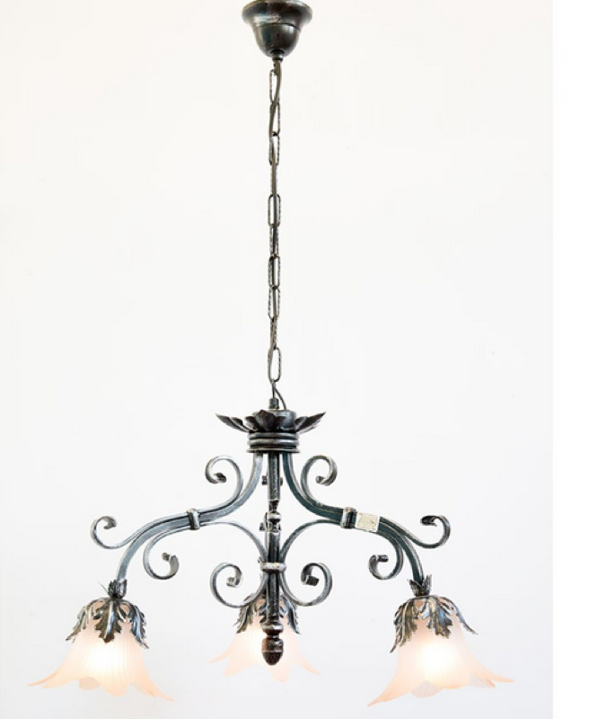 Image of LAMPADARIO PARIS 3 LUCI IN FERRO BATTUTO CRUCCOLINI LANTERNE LAMPADE PLAFONIERE